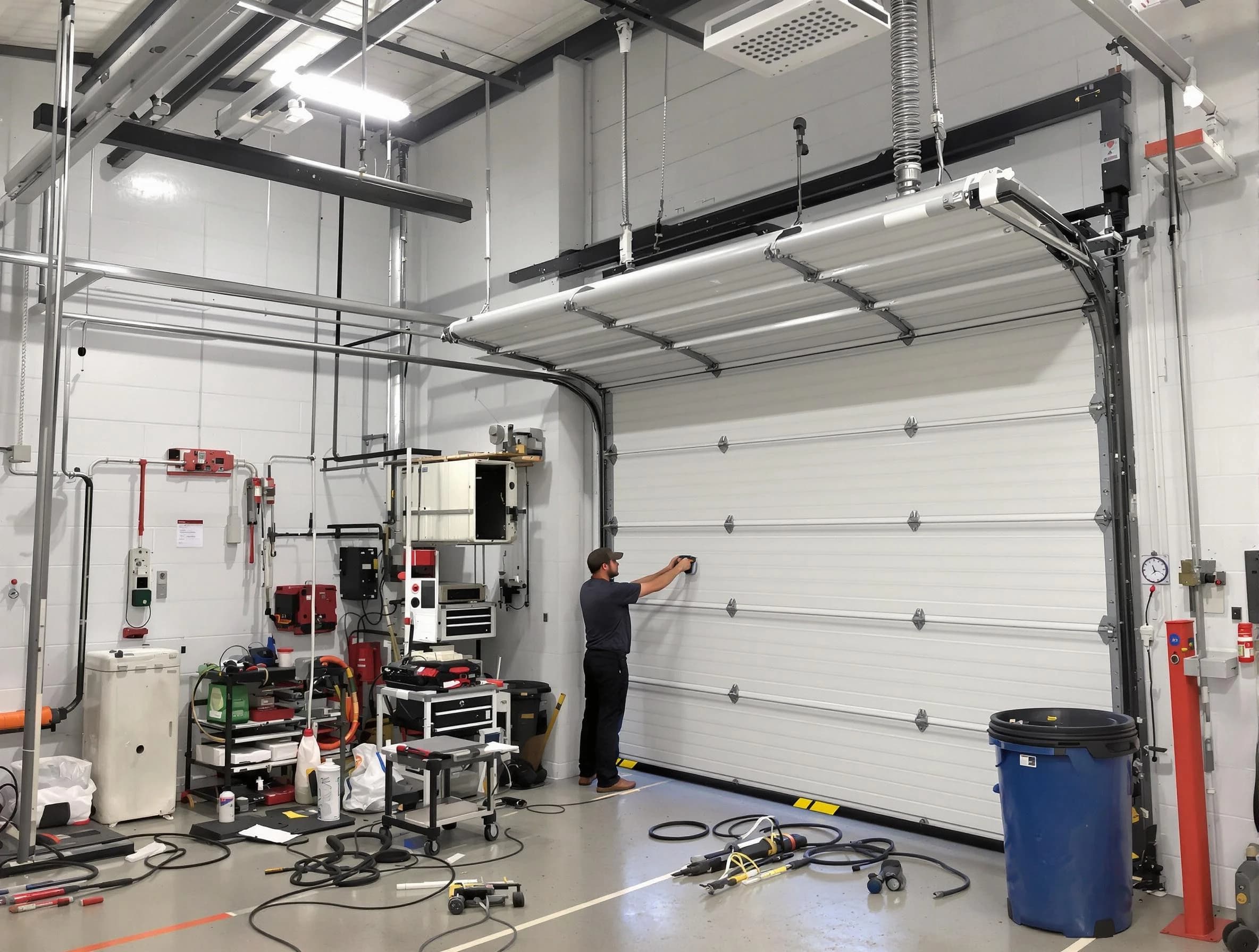 Grayson Garage Door Repair certified technician performing commercial door repair at a Grayson business facility