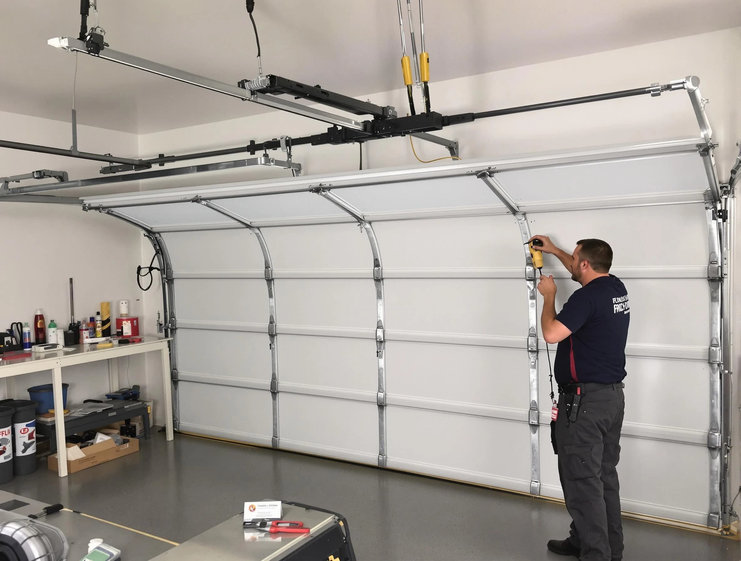 Grayson Garage Door Repair certified technician performing overhead door system repair in Grayson