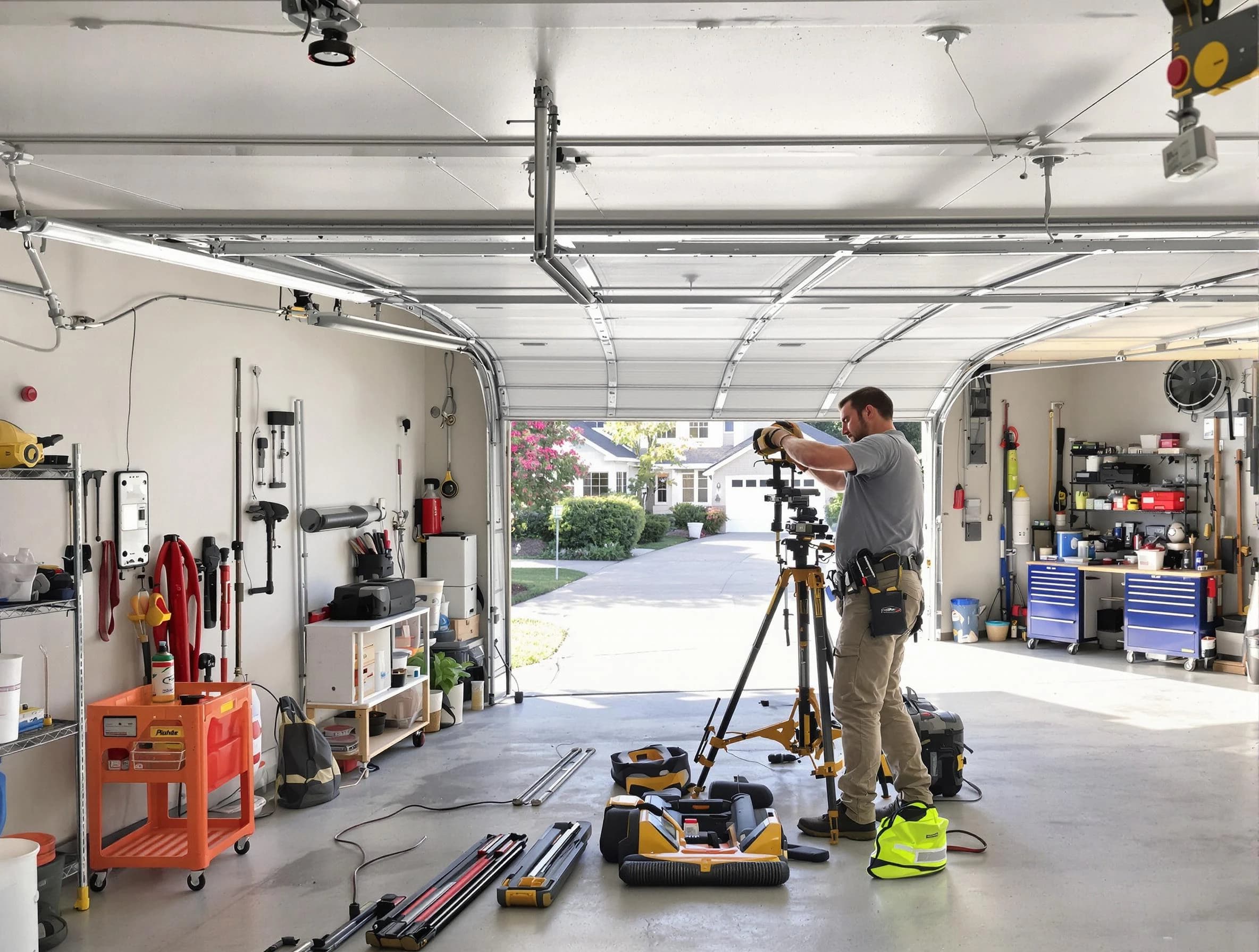 Grayson Garage Door Repair specialist performing laser-guided track alignment in Grayson